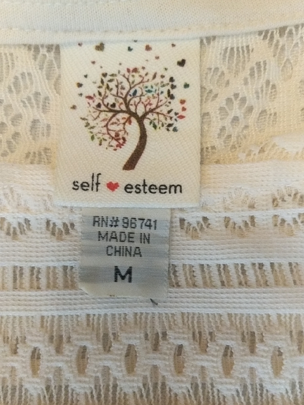 Self Esteem Boho Festival Cream Lace Crochet Openwork Boho Blouse Top Medium M - Picture 2 of 11
